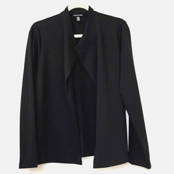 Eileen Fisher preppy  Black  Drape Open Blazer Office Siren size Small - Picture 1 of 17